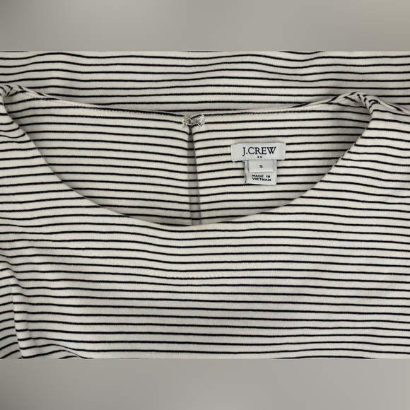 womens J Crew black/white striped shift dress w/ bell sleeves - sz S - Picture 3 of 3